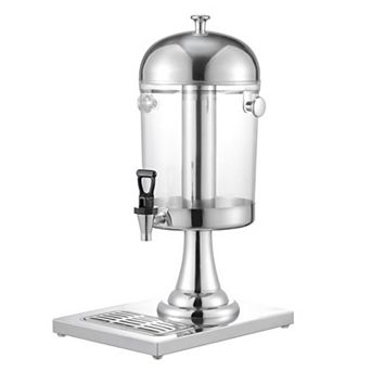 2.1-Gallon Beverage Dispenser with Ice Chamber and Drip Tray - Silver