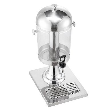 2.1-Gallon Beverage Dispenser with Ice Chamber and Drip Tray - Silver