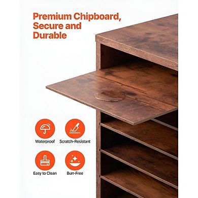 24-Slot Wood Desktop Paper Organizer for Office or Classroom Dark Brown