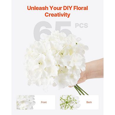65-Pieces White Hydrangea Stems Artificial Flowers for DIY Arrangements and Centerpieces