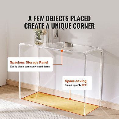 C-Shaped Acrylic Console Table, Clear End Table for Living Room, Hallway, or Bedroom - Clear