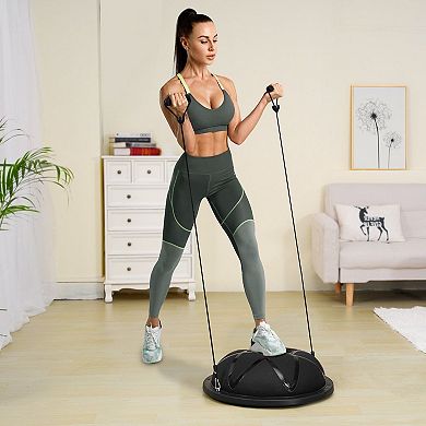 Half Exercise Ball Balance Trainer, 23-Inch Core Balance Board for Home Workouts - Black