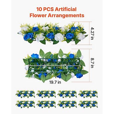 Artificial Rose Centerpiece Set Blue and White Silk Floral Table Decor 10-Piece for Events and Home