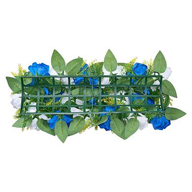 Artificial Rose Centerpiece Set Blue and White Silk Floral Table Decor 10-Piece for Events and Home
