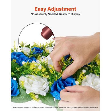 Artificial Rose Centerpiece Set Blue and White Silk Floral Table Decor 10-Piece for Events and Home