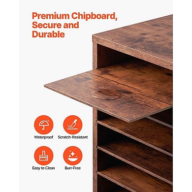36-Slot Wood Literature Organizer for Home Office or Classroom Dark Brown