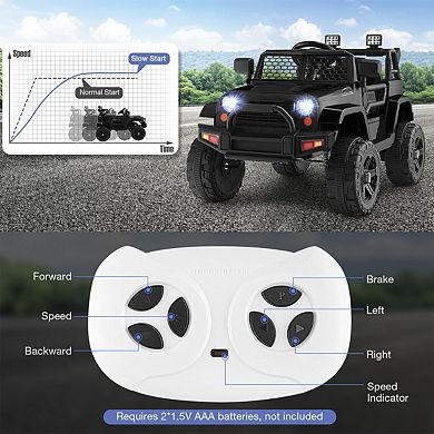 12V Kids Ride On Truck with Remote Control and Headlights-Black