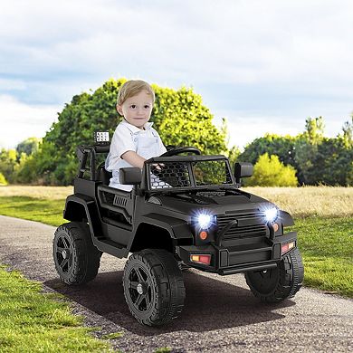 12V Kids Ride On Truck with Remote Control and Headlights-Black