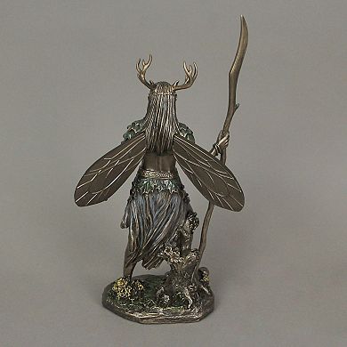 Celtic Antler Druid Wielding Staff Bronze Resin Statue Pagan Decor Sculpture
