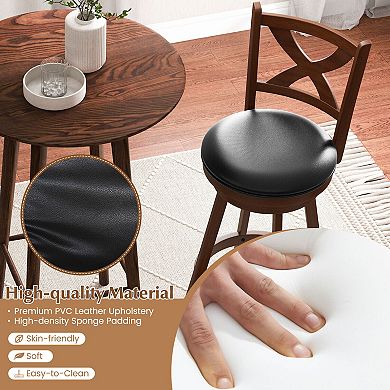 Counter Height Swivel Bar Stools Set of 2 With X Back Cushioned Seats