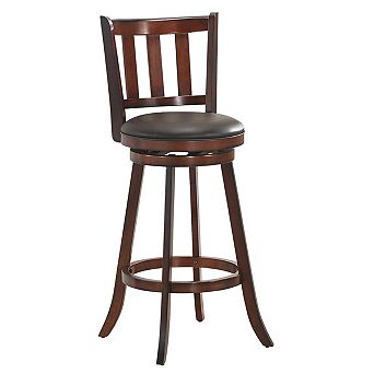 2 pc 360 Degree Swivel Wooden Counter Height Bar Stool Set with Cushioned Seat-31 inches