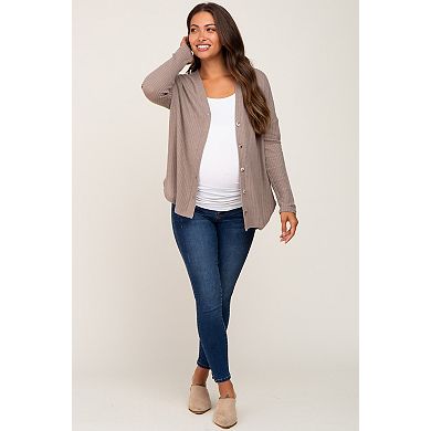 Maternity Waffle Knit Button Down Top