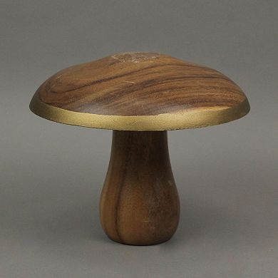 8 Inch Hand Carved Acacia Wood Mushroom Home Decor Sculpture Decorative Statue