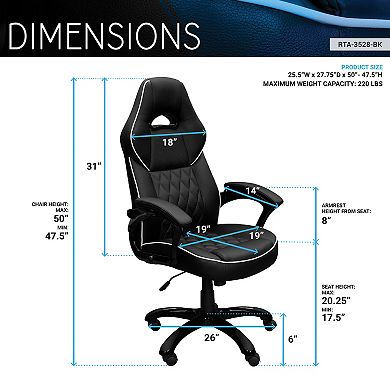 GOODSILO High Back Executive Sport Race Office Chair with Ergonomic Support and Comfortable Padding