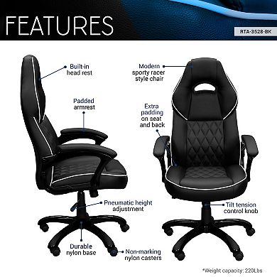 GOODSILO High Back Executive Sport Race Office Chair with Ergonomic Support and Comfortable Padding