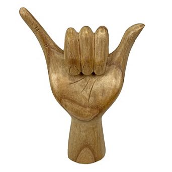 Hang Loose Wooden Hand Sculpture Relaxed Vibes Decor