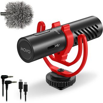 Movo VXR10-AI Shotgun Microphone with AI Noise Cancellation for Cameras, Smartphones, Computers