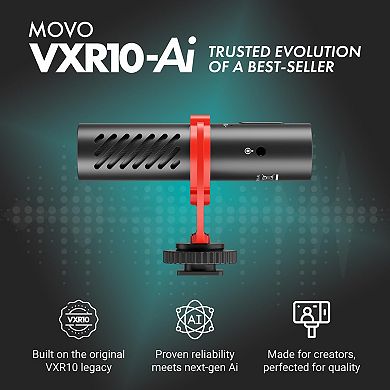 Movo VXR10-AI Shotgun Microphone with AI Noise Cancellation for Cameras, Smartphones, Computers
