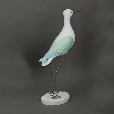 16 Inch Hand Carved White Painted Wood Bird Statue Home Coastal Decor Sculpture