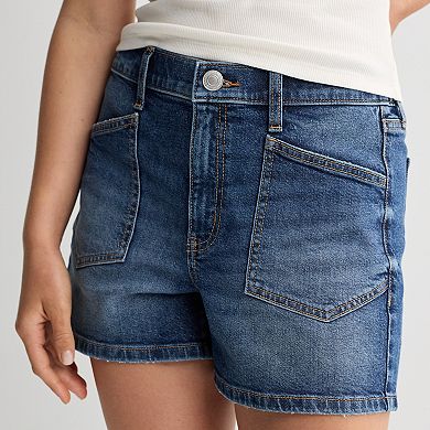 Juniors' SO® High Rise Utility Jean Shorts