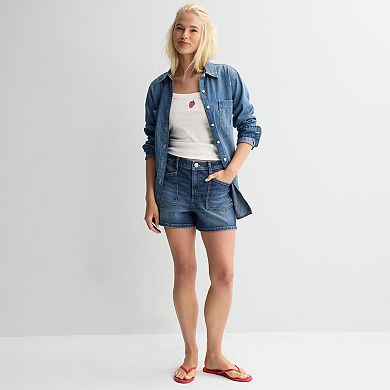 Juniors' SO® High Rise Utility Jean Shorts