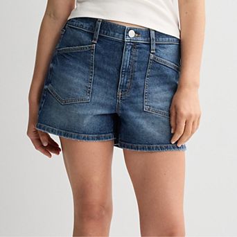Juniors' SO® High Rise Utility Jean Shorts