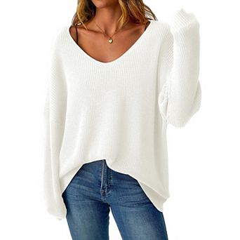 Women’s Fall Loose Fit V-Neck Pullover Sweater