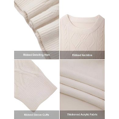 Women’s Heavy Long Sleeve Cable Knit Pullover