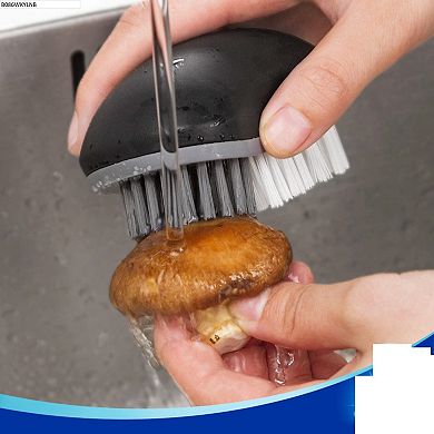 2-Pack Fruit & Vegetable Cleaning Brushes with Non-Slip Grip, Black