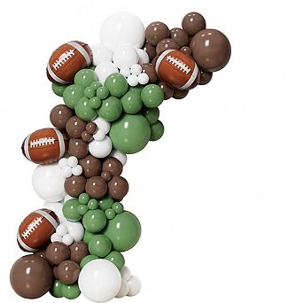 131 pc Football Balloon Garland Kit - Sage Green & Coffee for Super Bowl Party