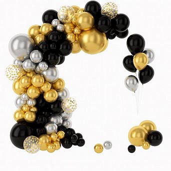 153 pc Black & Gold Balloon Arch Kit for Parties, Birthdays, New Year & More