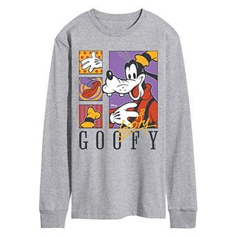Men's Disney's Goofy Retro Grid Long Sleeve Graphic Tee