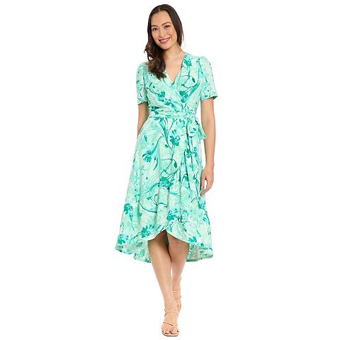 Женские платья London Women's London Times Short Sleeve Ruffle Wrap Dress