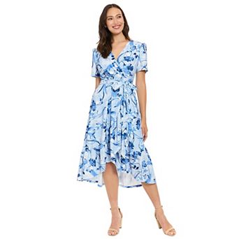 Women's London Times Short Sleeve Ruffle Wrap Dress