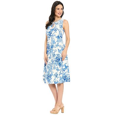 Women's London Times Keyhole Floral Midi Dress