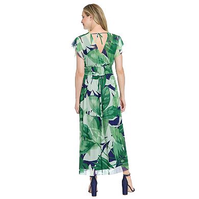 Women's London Times Mock Neck Tiered Mini Halter Dress