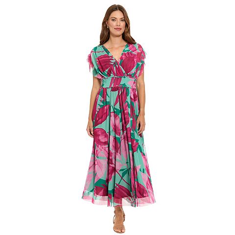 Женские платья London Women's London Times Mock Neck Tiered Mini Halter Dress