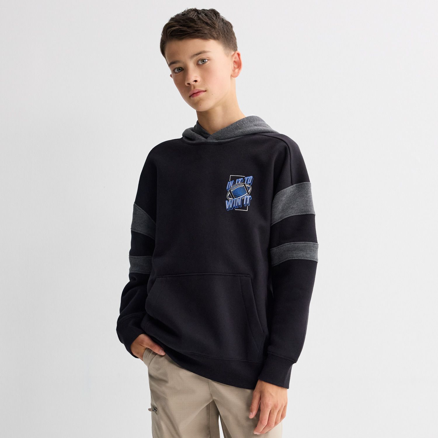 Худи Tek Gear® Relaxed Colorblock для мальчиков, цвет: Чёрный