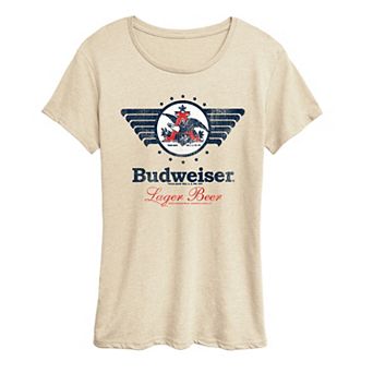 Women's Budweiser Lager Beer Logo Distressed Graphic Tee