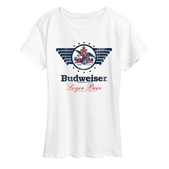 Women's Budweiser Lager Beer Logo Distressed Graphic Tee