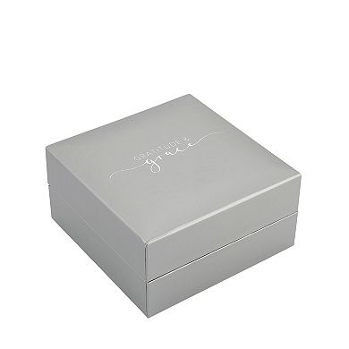 Gratitude & Grace 14k Gold Flash Plated Beaded Cross & Simulated Pearl Stretch Bracelet