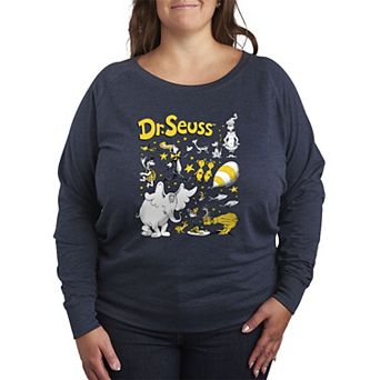 Plus Size Dr. Seuss Characters Grid French Terry Long Sleeve Tee