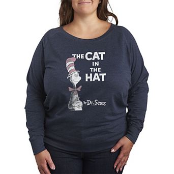 Plus Size Dr. Seuss The Cat In The Hat Distressed French Terry Long Sleeve Tee