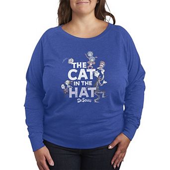 Plus Size Dr. Seuss The Cat In The Hat Distressed French Terry Long Sleeve Tee