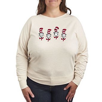 Plus Size Dr. Seuss The Cat In The Hat Expressions French Terry Long Sleeve Tee