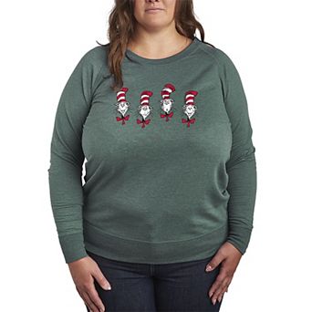 Plus Size Dr. Seuss The Cat In The Hat Expressions French Terry Long Sleeve Tee