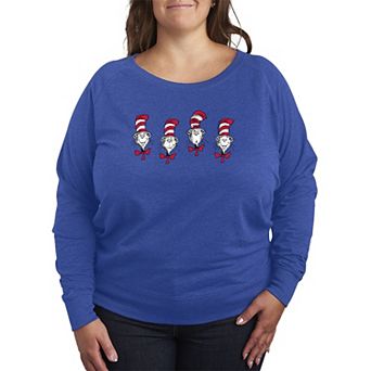 Plus Size Dr. Seuss The Cat In The Hat Expressions French Terry Long Sleeve Tee