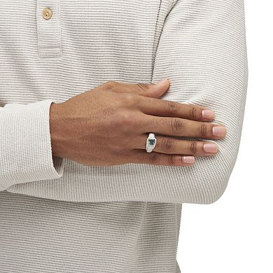 PalmBeach Jewelry Men's 2.72 TCW Fire Topaz and White Sapphire Platinum-plated Silver Ring