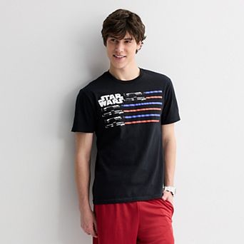 Men's Star Wars Lightsaber Stripe Americana Graphic Tee