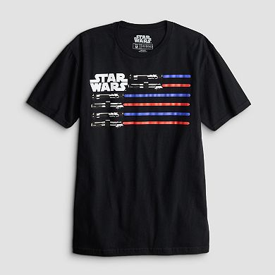 Men's Star Wars Lightsaber Stripe Americana Graphic Tee